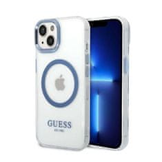 Guess Guess kovinski obrisi Magsafe - ohišje za iPhone 14 Plus (prozorno / modro)