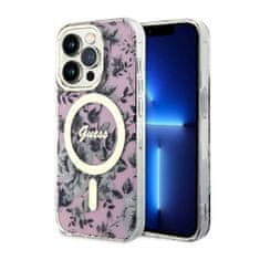 Guess Guess Flower MagSafe - ohišje za iPhone 14 Pro (roza)