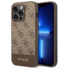 Guess Guess 4G Bottom Stripe Metal Logo Collection - Ohišje za iPhone 14 Pro Max (rjavo)