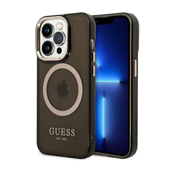 Guess Ohišje Guess Gold Outline Translucent MagSafe - iPhone 14 Pro Max (črno)