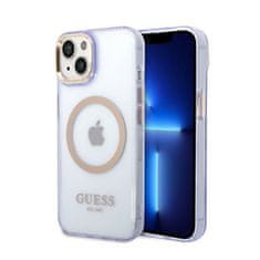 Guess Ohišje Guess Gold Outline Translucent MagSafe - iPhone 14 (vijolično)