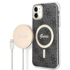 Guess Guess Bundle Pack MagSafe 4G - MagSafe etui za iPhone 11 + komplet polnilnika (črna/zlata)