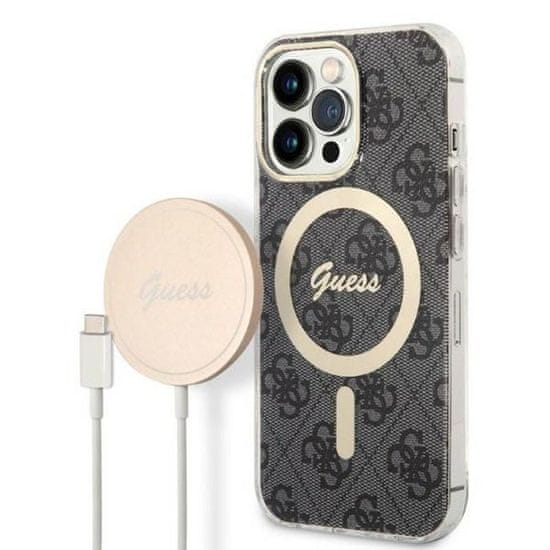 Guess Guess Bundle Pack MagSafe 4G - MagSafe etui za iPhone 13 Pro Max + komplet polnilnika (črna/zlata)