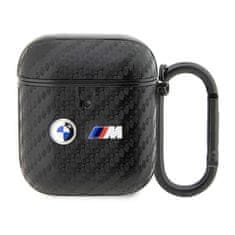NEW BMW Carbon z dvojnim kovinskim logotipom - Ohišje za AirPods 1/2 Gen (črno)