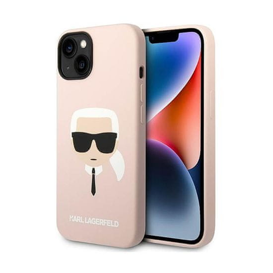 Karl Lagerfeld Karl Lagerfeld Silikonski ovitek Iconic Karl`s Head - iPhone 14 Plus (roza)