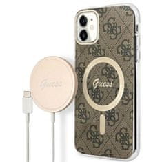 Guess Guess Bundle Pack MagSafe 4G - MagSafe etui za iPhone 11 + komplet polnilnika (rjava/zlata)