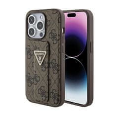 Guess Guess Grip Stand 4G Triangle Strass Logo - Ohišje za iPhone 15 Pro (rjavo)