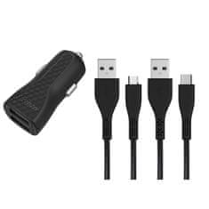 Energizer Energizer HardCase - Avtomobilski polnilec 2x USB-A 2,4A + kabel USB-C in Micro USB (črn)