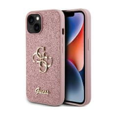 Guess Guess Glitter Script Big 4G - Ohišje za iPhone 15 Plus (roza)