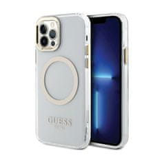 Guess Guess kovinski obrisi MagSafe - ohišje za iPhone 12 / iPhone 12 Pro (prozorno / zlato)