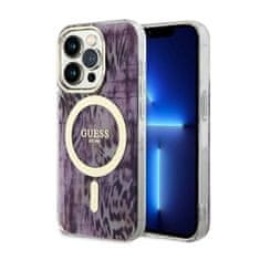 Guess Guess Leopard MagSafe - ohišje za iPhone 14 Pro (roza)