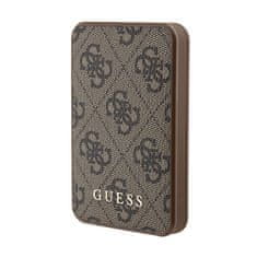 Guess Guess 4G usnje s kovinskim logotipom - Power Bank 5000 mAh 15W (rjava)