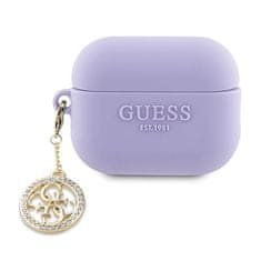 Guess Guess 3D gumijast 4G diamantni okras - etui za AirPods Pro 2 (vijolična)