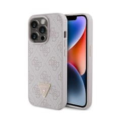 Guess Guess usnje 4G Triangle Strass - Ohišje za iPhone 15 Pro (roza)