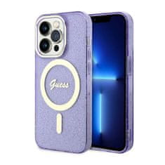 Guess Ohišje Guess MagSafe z bleščicami - iPhone 14 Pro (vijolično)