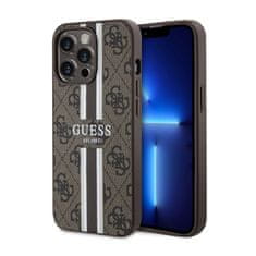 Guess Ohišje Guess 4G MagSafe s potiskanimi črtami za iPhone 13 Pro Max (rjavo)