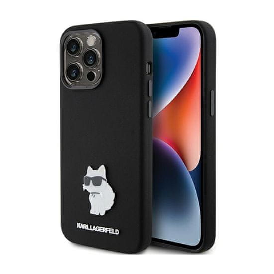 Karl Lagerfeld Karl Lagerfeld Silikonski kovinski zatič Choupette - Ohišje za iPhone 15 Pro (črno)