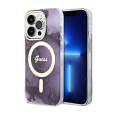 Guess Guess Golden Marble MagSafe - ohišje za iPhone 14 Pro (vijolično)