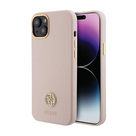 Guess Guess Silikonsko ohišje z logotipom Strass 4G - iPhone 15 Plus (roza)