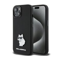 Karl Lagerfeld Karl Lagerfeld Silikonski kovinski zatič Choupette - Ohišje za iPhone 15 (črno)