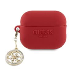 Guess Guess 3D gumijast 4G diamantni okras - etui za AirPods Pro 2 (rdeč)