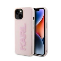 Karl Lagerfeld Karl Lagerfeld 3D gumijast bleščeč logotip - ohišje za iPhone 15 Plus (roza)