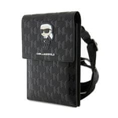 Karl Lagerfeld Karl Lagerfeld Saffiano Monogram Iconic - Crossbody torbica za telefon (črna)