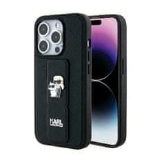 Karl Lagerfeld Karl Lagerfeld Gripstand Saffiano Karl &amp; Choupette Pins - Ohišje za iPhone 13 Pro Max (črno)