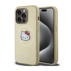 HELLO KITTY Hello Kitty Usnjeno ohišje Kitty Head MagSafe - ohišje za iPhone 15 Pro Max (zlato)