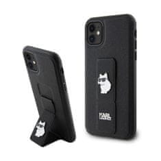 Karl Lagerfeld Karl Lagerfeld Gripstand Saffiano Choupette Pins - Ohišje za iPhone 11 (črno)