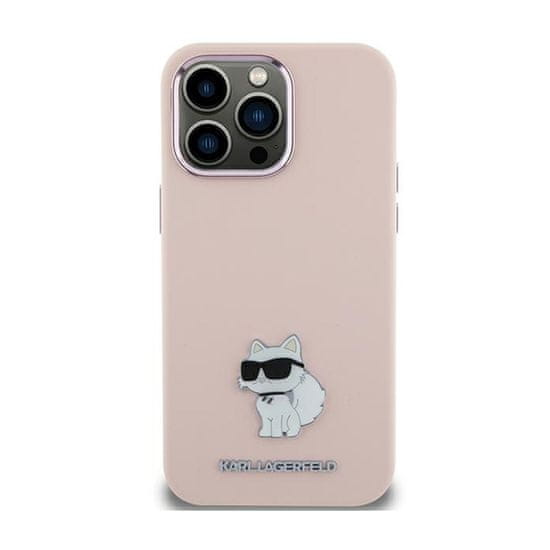 Karl Lagerfeld Karl Lagerfeld Silikonski kovinski zatič Choupette - Ohišje za iPhone 15 Plus (roza)