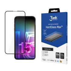 NEW 3mk HardGlass Max - Kaljeno steklo za iPhone 15 Pro (črno)