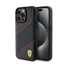 Ferrari Ferrari Perforiran kovinski logotip Waves - ohišje za iPhone 15 Pro Max (črno)