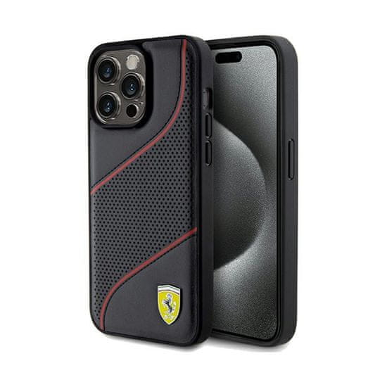 Ferrari Ferrari Perforiran kovinski logotip Waves - ohišje za iPhone 15 Pro Max (črno)