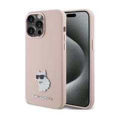 Karl Lagerfeld Karl Lagerfeld Silikonski kovinski zatič Choupette - Ohišje za iPhone 15 Pro Max (roza)