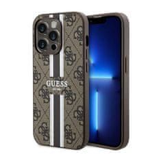 Guess Ohišje Guess 4G MagSafe s potiskanimi črtami za iPhone 14 Pro Max (rjavo)