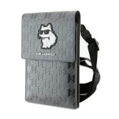 Karl Lagerfeld Karl Lagerfeld Saffiano Monogram Choupette - Crossbody torbica za telefon (srebrna)