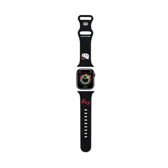 HELLO KITTY Hello Kitty Silikonski trak z glavo mačke za Apple Watch 38/40/41 mm (črn)