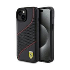 Ferrari Ferrari Perforiran kovinski logotip Waves - ohišje za iPhone 15 (črno)