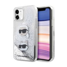 Karl Lagerfeld Karl Lagerfeld Liquid Glitter Karl & Choupette Heads - Etui iPhone 11 (srebrny)