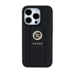 Guess Guess Grip Stand 4G Saffiano Strass Logo - Ohišje za iPhone 15 (črno)