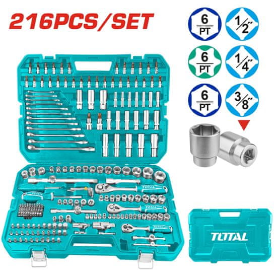 Total 216-delni set ročnega orodja, serija INDUSTRIAL (THKTHP22166)