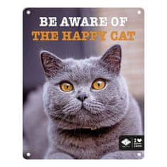 EBI D&D I LOVE HAPPY CATS kovinska tabla: ,,Be aware of the happy cat" 20x25cm