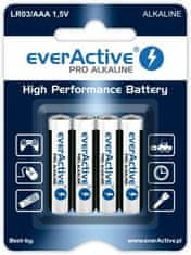 everActive LR03/AAA Pro Alkaline Učinkovite alkalne baterije, 4 kosi