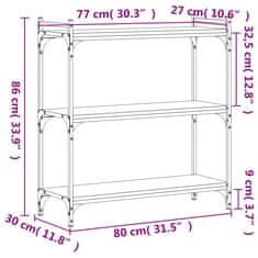 Vidaxl Knjižna omara 3-nadstropna dimljen hrast 80x30x86 cm inž. les