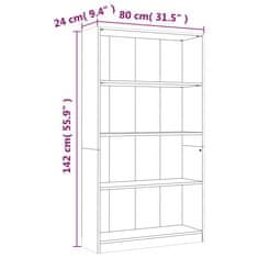 Vidaxl Knjižna omara 4-nadstropna siva sonoma 80x24x142 cm inžen. les