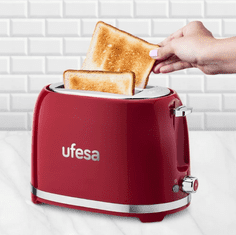 UFESA Classic PinUp opekač kruha, 850 W, rdeče-beli