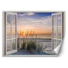 shumee Stenska poslikava, Okno z zahajajočim soncem na plaži - 140x100