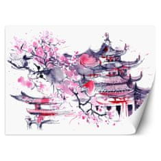 shumee Stenska poslikava, japonske pagode - 100x70