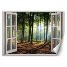 shumee Stenska poslikava, okno gozd drevesa narava - 140x100
